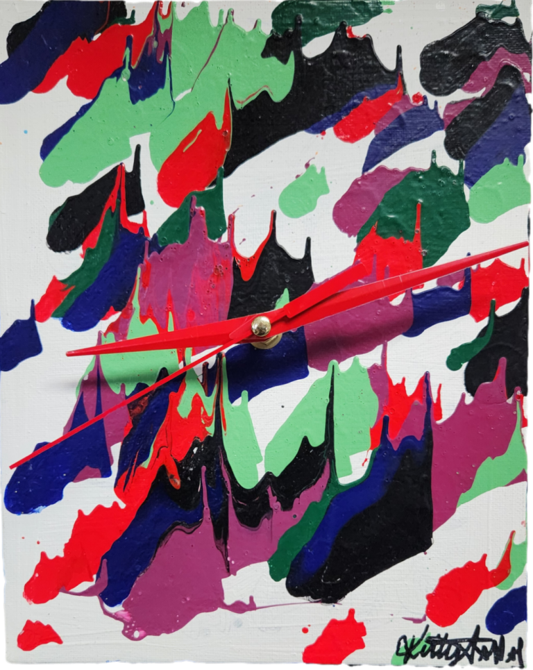 Colorful mixed media artwork by Katherine Sallas